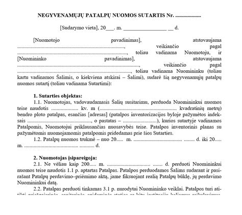 Autoserviso patalpų nuomos sutartis