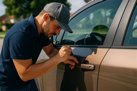 Specialistai atlieka automobilio avarinį atrakinimą