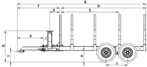 standartinės sunkvežimio priekabos schema