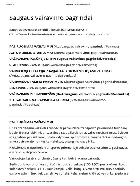 saugaus vairavimo svarba