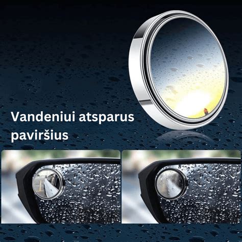 Nuotrauka: modernaus automobilio šoninis veidrodėlis su integruotu aklosios zonos indikatoriumi