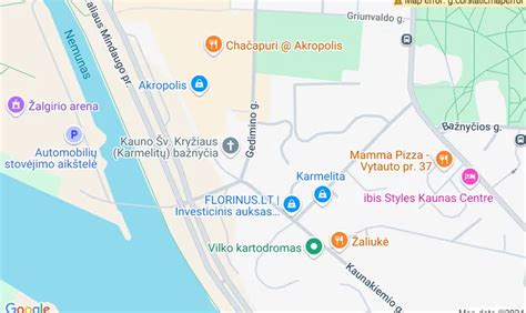 Žemėlapis su parduotuvės lokacija prie Akropolio Vilniuje