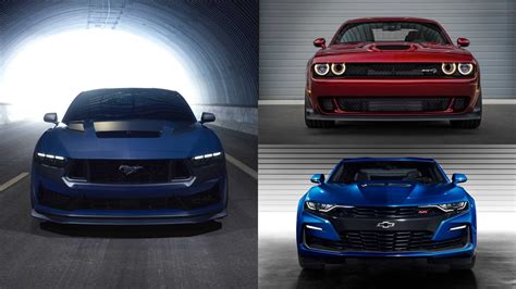 Sportiniai automobiliai: Ford Mustang, Chevrolet Camaro, Dodge Challenger