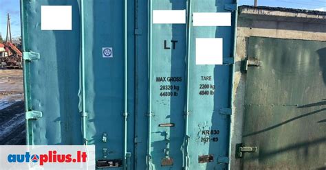 Jūrinio konteinerio išmatavimų schema