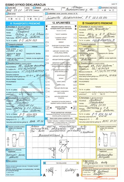 Automobilio avarijos schema