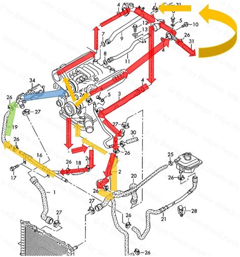 Audi A6 C6 išmetimo sistemos schema