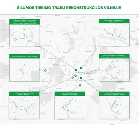 Schematinis Telšių šilumos tinklų žemėlapis su pažeidžiamomis vietomis