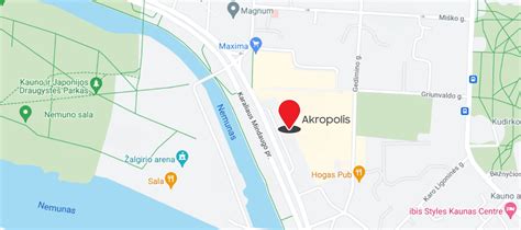 Žemėlapis su parduotuvės Kaune adresu