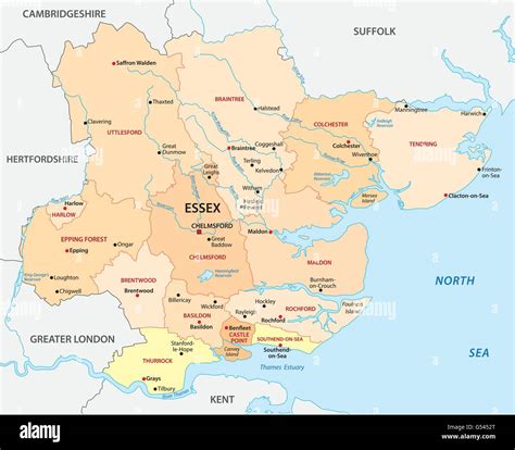 Map of Essex, UK, showing Grays