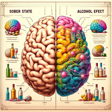 Schema, kaip alkoholis veikia žmogaus smegenis ir reakciją