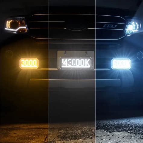 Nuotrauka su skirtingais avariinių žibintų spalvų variantais