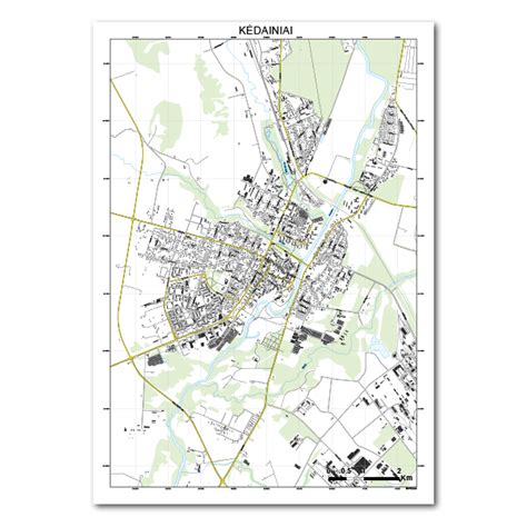 Kėdainių miesto žemėlapis su pažymėtomis nuomojamomis patalpomis (schematiškai)