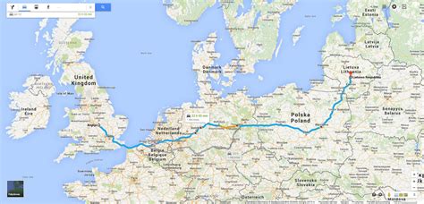 Schematinis maršrutas Anglija - Lietuva