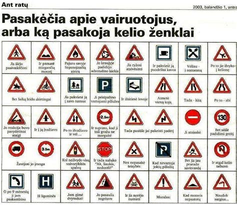 Kelio ženklų pavyzdžiai ir jų reikšmės