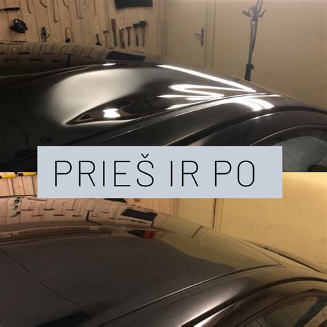 Automobilio stogas po krušos su daug įlenkimų