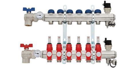 Grindinio šildymo kolektorius su termostatinėmis pavaromis