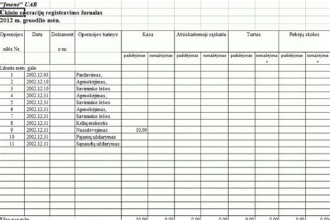 Excel lentelė su automobilio išlaidų apskaita