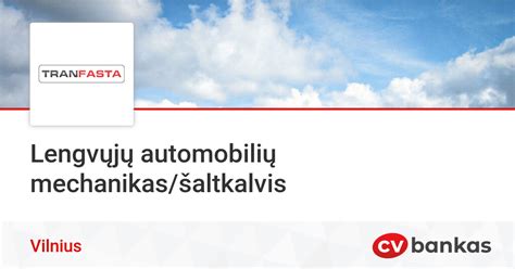 Darbo vieta lengvųjų automobilių mechaniko